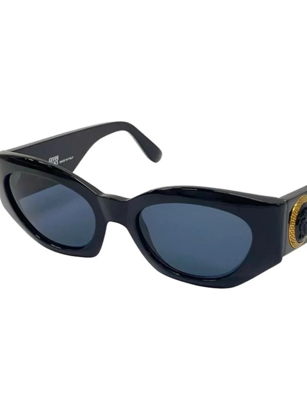 GIANNI VERSACE MOD.420/E Dark Navy Black Gold Plastic Hardware Sunglasses